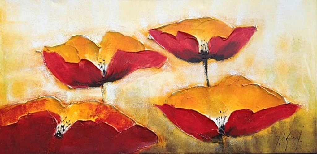 Jochem de Graaf: orgineel schilderij (olieverf) Papavers 120x60 cm  kopen? Bied vanaf 75!