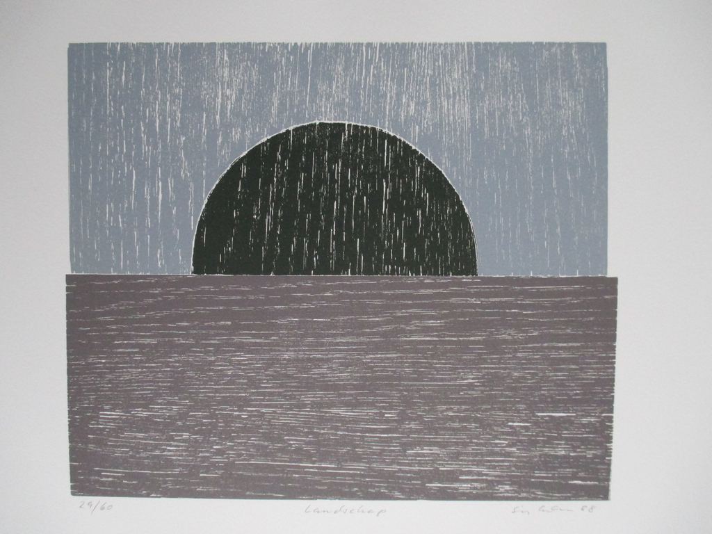 Sigurdur Gudmundsson, houtsnede "Landschap" 1988, 29/60 ex. verkocht voor € 60!