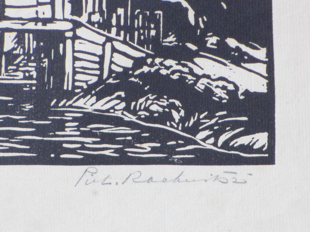 Piet Rackwitz, Houtsnede, Huizen aan een vaart kopen? Bied vanaf 1!