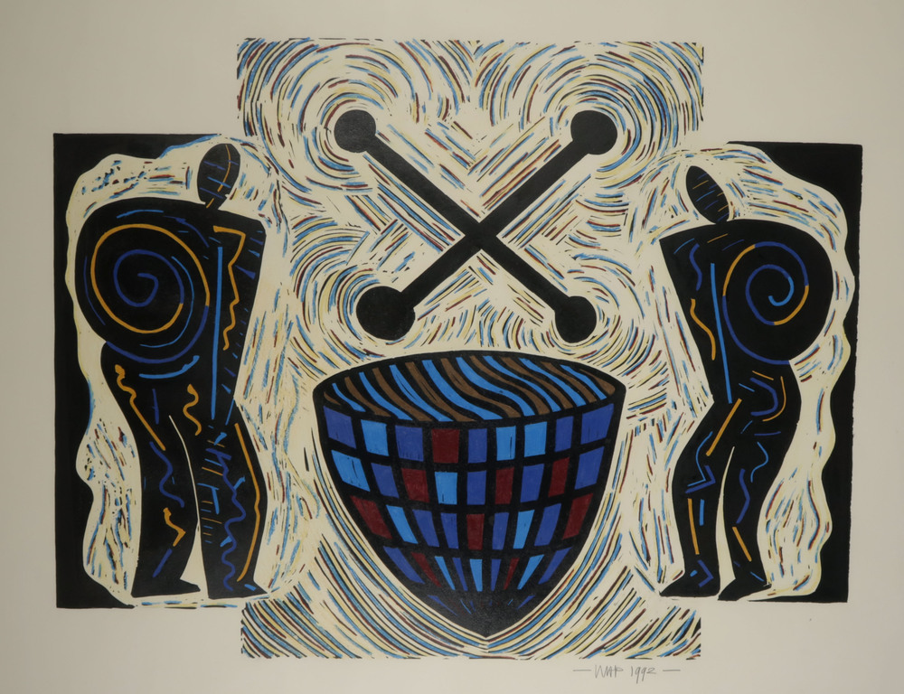 Hans Wap: Pastel en Acryl op papier, Silent drums - Ingelijst (Groot!) kopen? Bied vanaf 100!