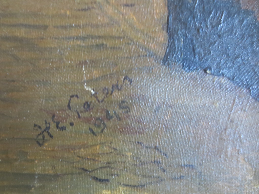 Ad Pieters - H.E. Peters Olieverf op doek Hofje in Dordrecht 1945 kopen? Bied vanaf 50!