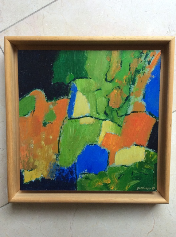 Leo Poelmeijer, olieverf op paneel, Titel: september '99 verkocht voor € 50!