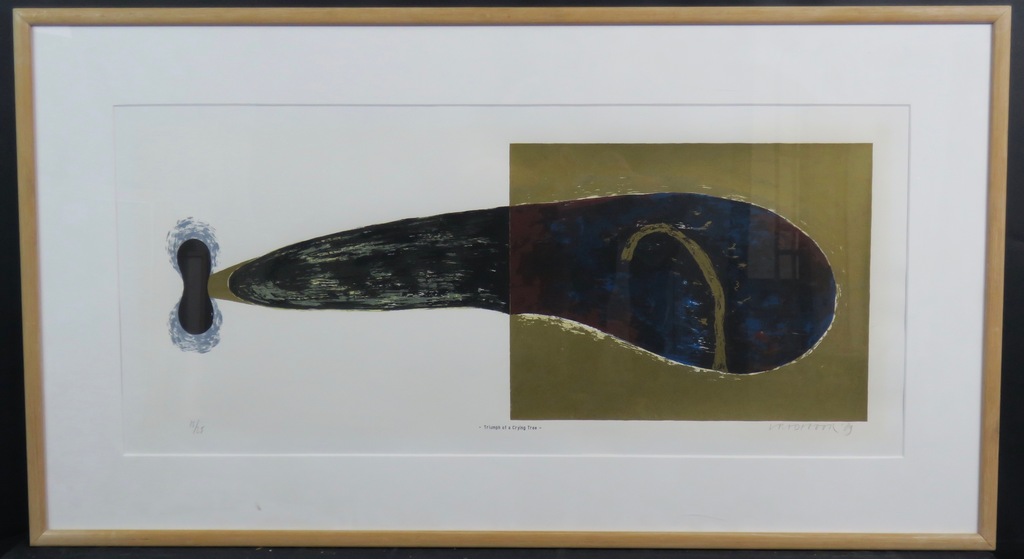 Bert Vredegoor: Zeefdruk, Triumph of a crying tree -Ingelijst verkocht voor € 60!