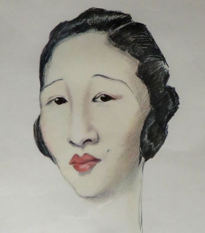 Chineesche Grande dame - grafiek naar aquarel Olive SNELL (1888-1962)- ingelijst kopen? Bied vanaf 1!