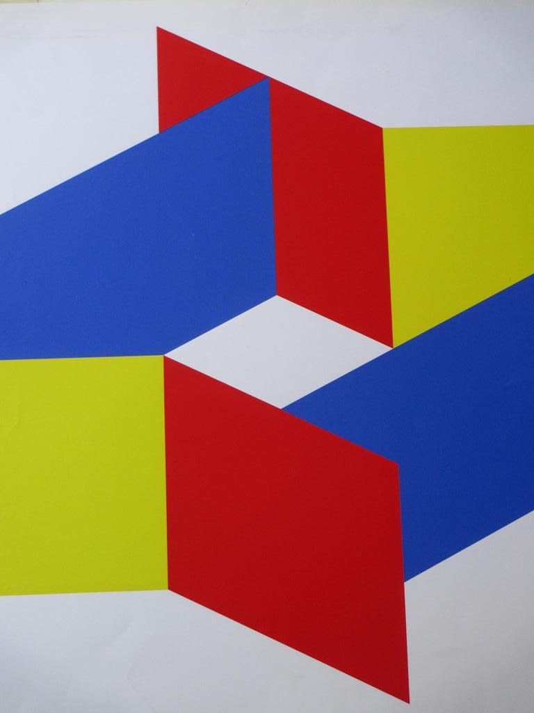 Bob Bonies, Geometrische compositie in primaire kleuren, Zeefdruk verkocht voor € 80!