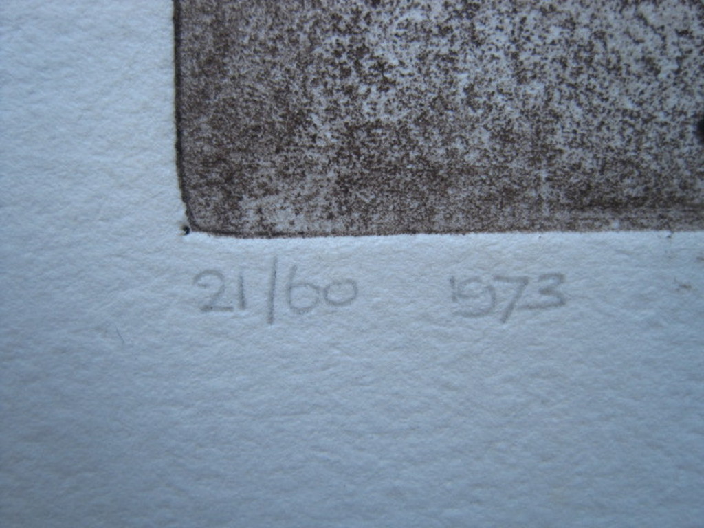 gesigneerde vroege (1973) 1973minimalistische ets van Thea van den Bergh (1939)  kopen? Bied vanaf 1!