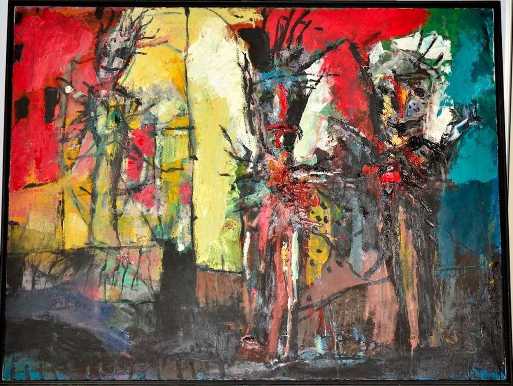 Rik van Iersel: Olieverfschilderij. Drie figuren verkocht voor € 1000!