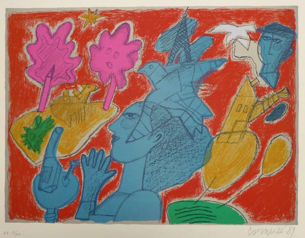 Corneille, litho uit 1989, gesigneerd met potlood, uit: la chanson du mal-aimé.  kopen? Bied vanaf 175!