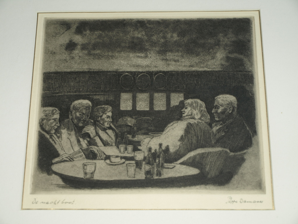 Poppe Damave (1921–1988) : Ets , De nachtboot – Gesigneerd & ingelijst  kopen? Bied vanaf 1!