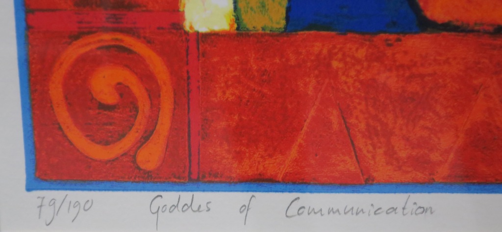 Clemens Briels: Zeefdruk, Gods of communication - Ingelijst kopen? Bied vanaf 1!