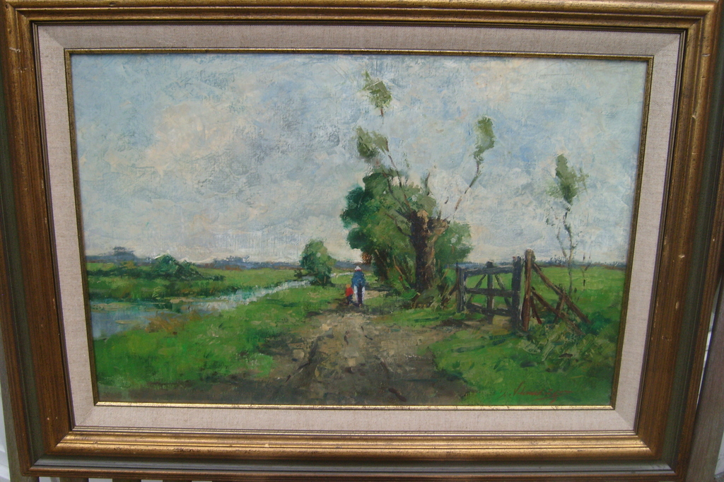 Clement van Vlaardingen, landschap, olieverf op linnen, r.o. gesigneerd verkocht voor € 85!
