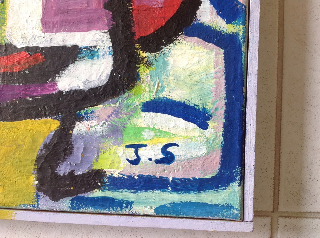 Janna: olieverf op linnen , cobra achtig werk kopen? Bied vanaf 85!