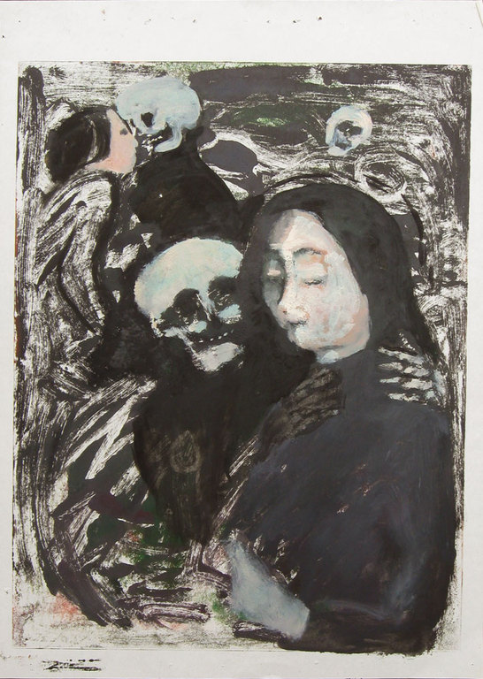 De Dood en De Vrouw - olieverf op papier - Irene Joffroy kopen? Bied vanaf 22!