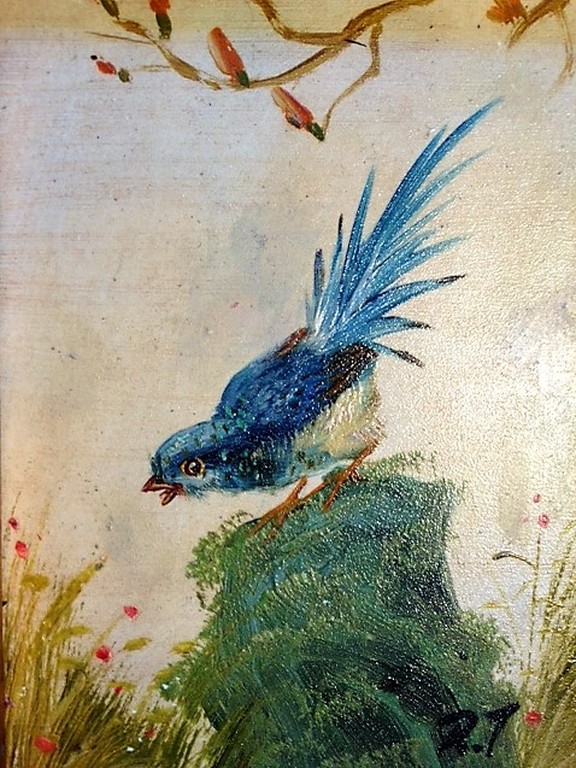 Onbekende kunstenaar, olieverf op paneel, pendant 2 vogels kopen? Bied vanaf 50!