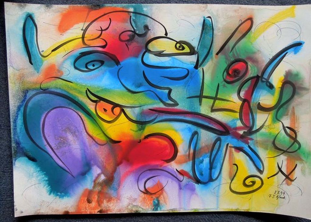 FRANZ J. BLANK Abstracte compositie - acrylverf verkocht voor € 55!