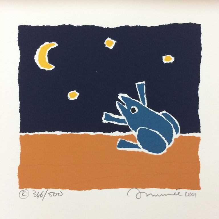 Doosje, bestaande uit 3 zeefdrukken en kinderboek " Kwaak, Kwaak" kopen? Bied vanaf 40!