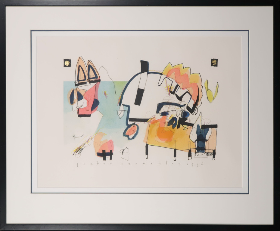 Pieter Vermeulen: Gemengde techniek op papier, Z.T. - Ingelijst kopen? Bied vanaf 35!