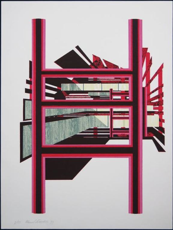 Marcel Doorduin: Zeefdruk, Raster met roze en rood kopen? Bied vanaf 1!