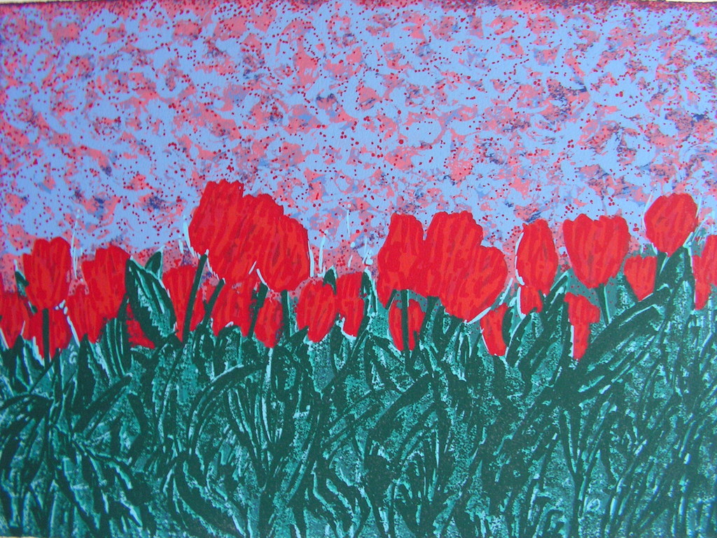 Ad van Hassel - Tulpen - gesigneerde zeefdruk - E/A ex. - 2001 kopen? Bied vanaf 25!