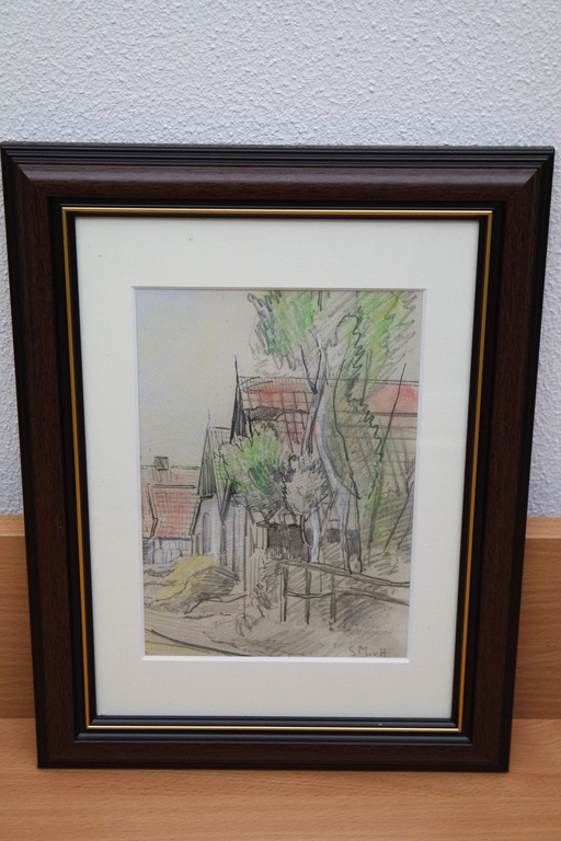 Sientje Mesdag - van Houten (1834-1909) - studietekening - huizen verkocht voor € 125!