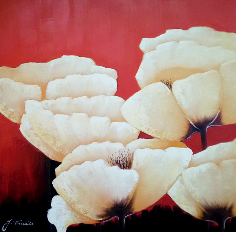 Bloemen, acrylverf op doek (ingelijst, groot) kopen? Bied vanaf 1!