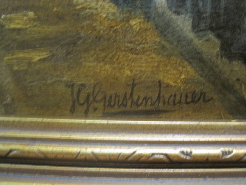 Johan Gerstenhauer Zimmerman  - olieverf ca. 1900  "Hollands dorpsgezicht"  kopen? Bied vanaf 1!