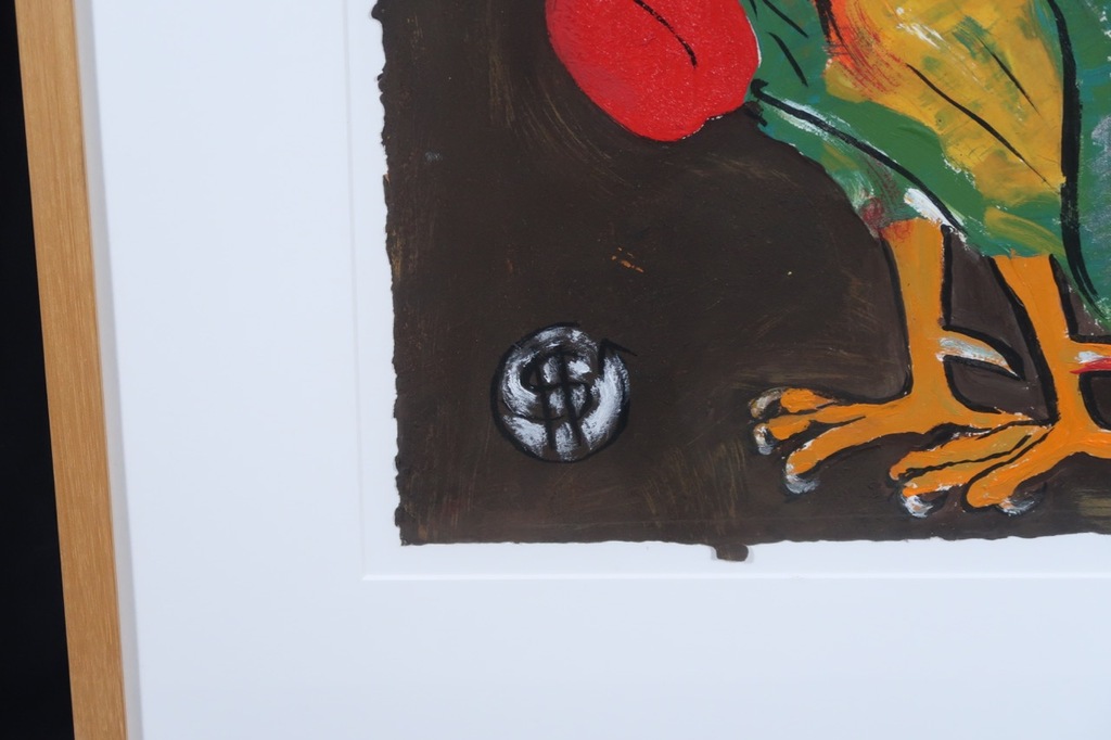 Hans Stoevenbelt: Acryl op papier, Haan II - Ingelijst kopen? Bied vanaf 40!