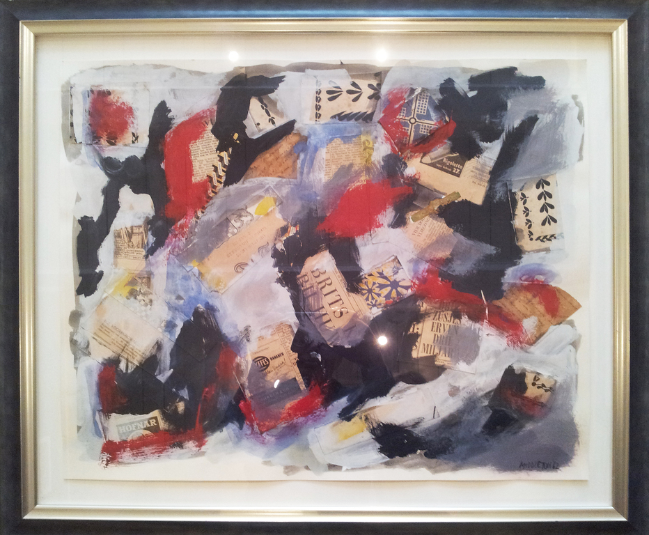 Sam Middleton - 'Abstract Composition'- collage/olieverf/gemengde techniek op papier verkocht voor € 250!