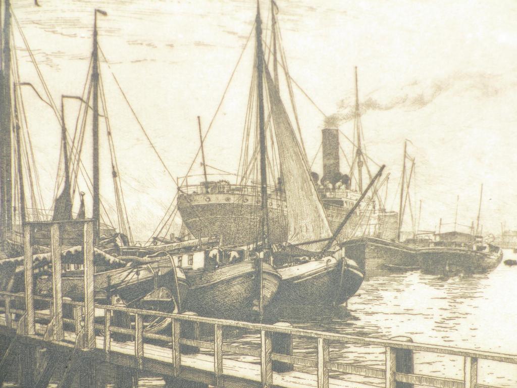 L.W.R.Wenckebach, Havengezicht, Ets op Chine collé kopen? Bied vanaf 45!