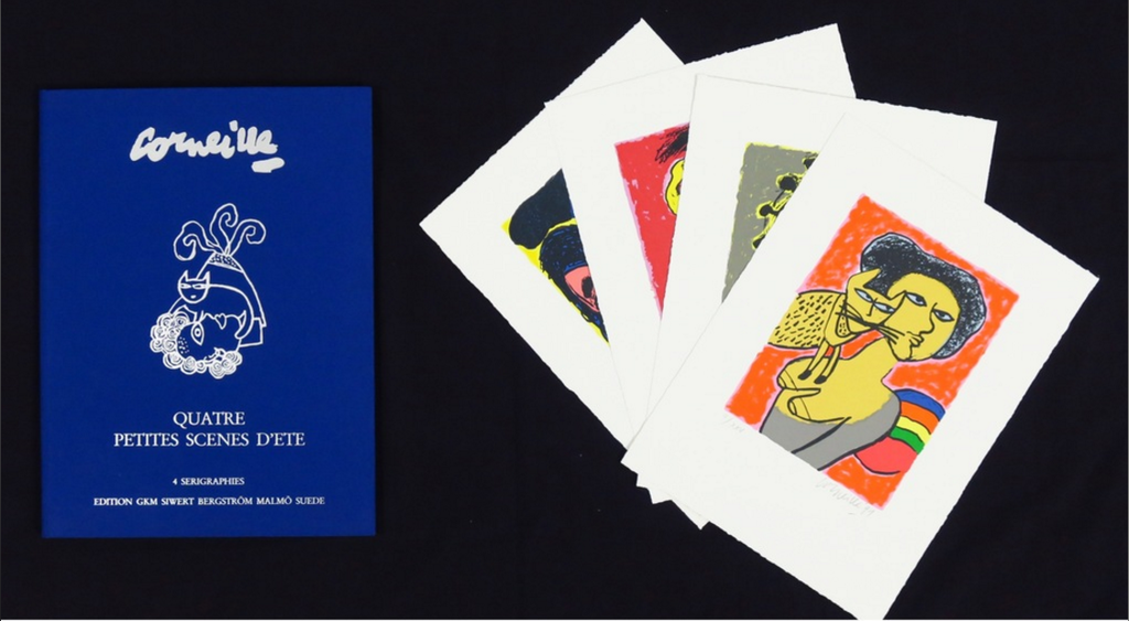 Corneille: Portfolio met 4 zeefdrukken, Quatre petites scenes d'ete verkocht voor € 180!