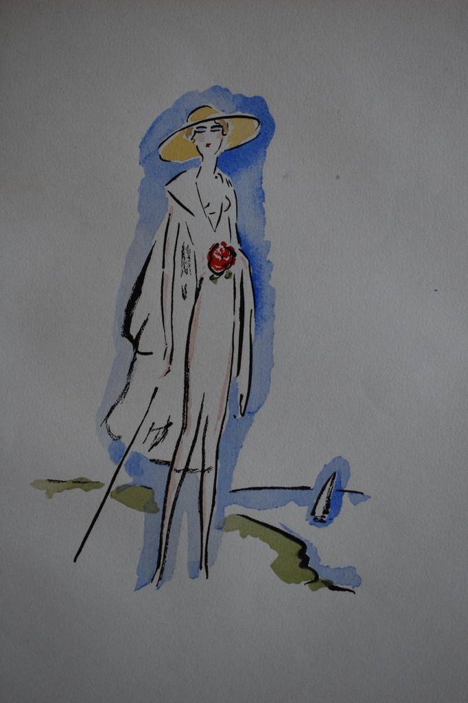 Kees van Dongen - Pochoir uit La Garconne - Elegante Dame met Wandelstok verkocht voor € 250!