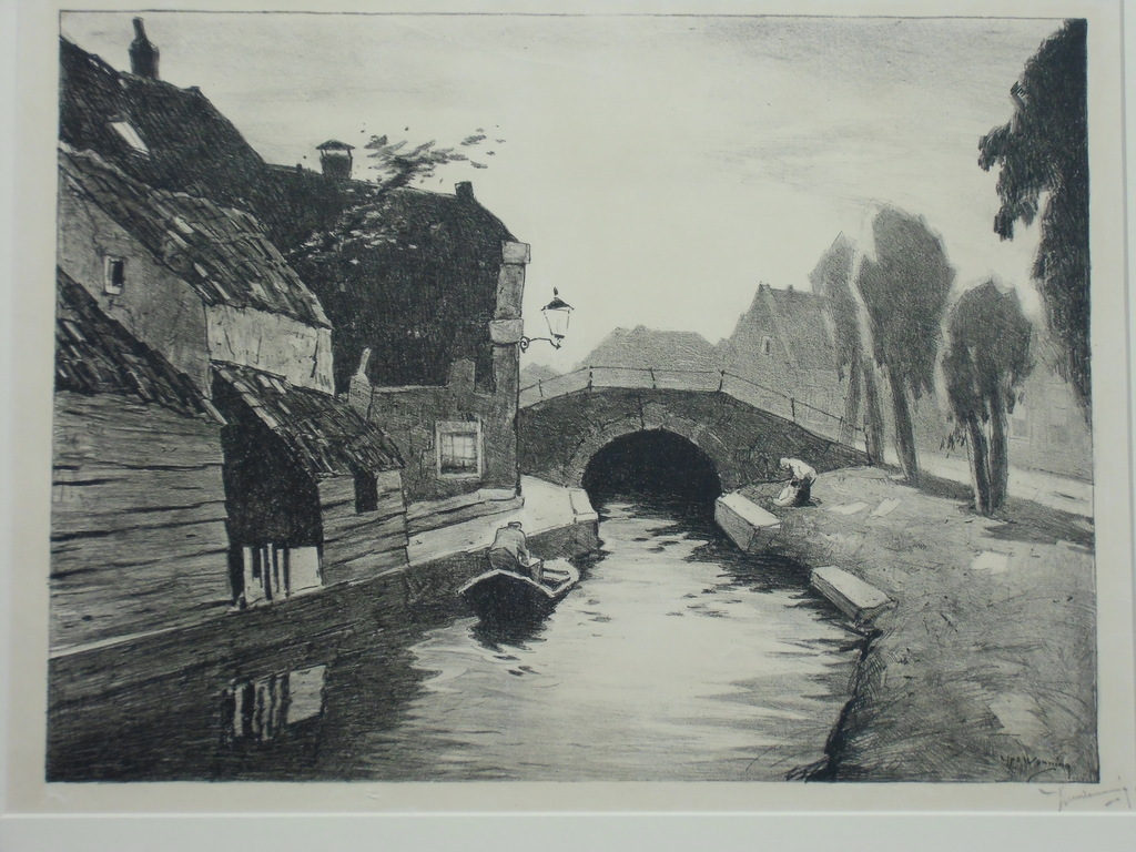 DORPSGEZICHT MET BRUGGETJE // LITHO VAN YPE HEERKE WENNING kopen? Bied vanaf 50!