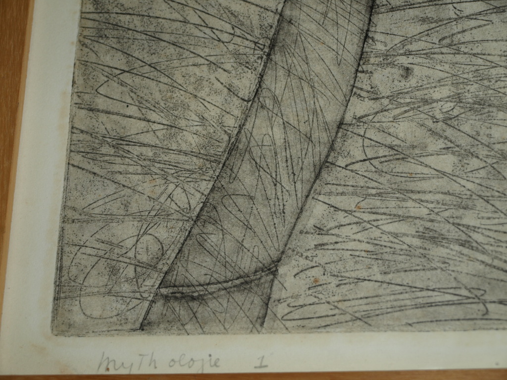 JAN DE GOEDE (1946) – Ets – Mythologie I – Gesigneerd & ingelijst – ca 1975 kopen? Bied vanaf 1!