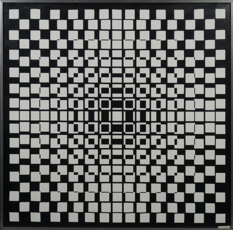 Ben van Helden: Collage op papier, Verschuiving van vierkant II - Ingelijst verkocht voor € 70!