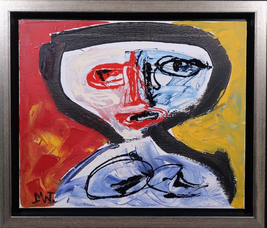 Martin van Wordragen: Gemengde techniek op doek, Meisjesachtig - Ingelijst verkocht voor € 350!