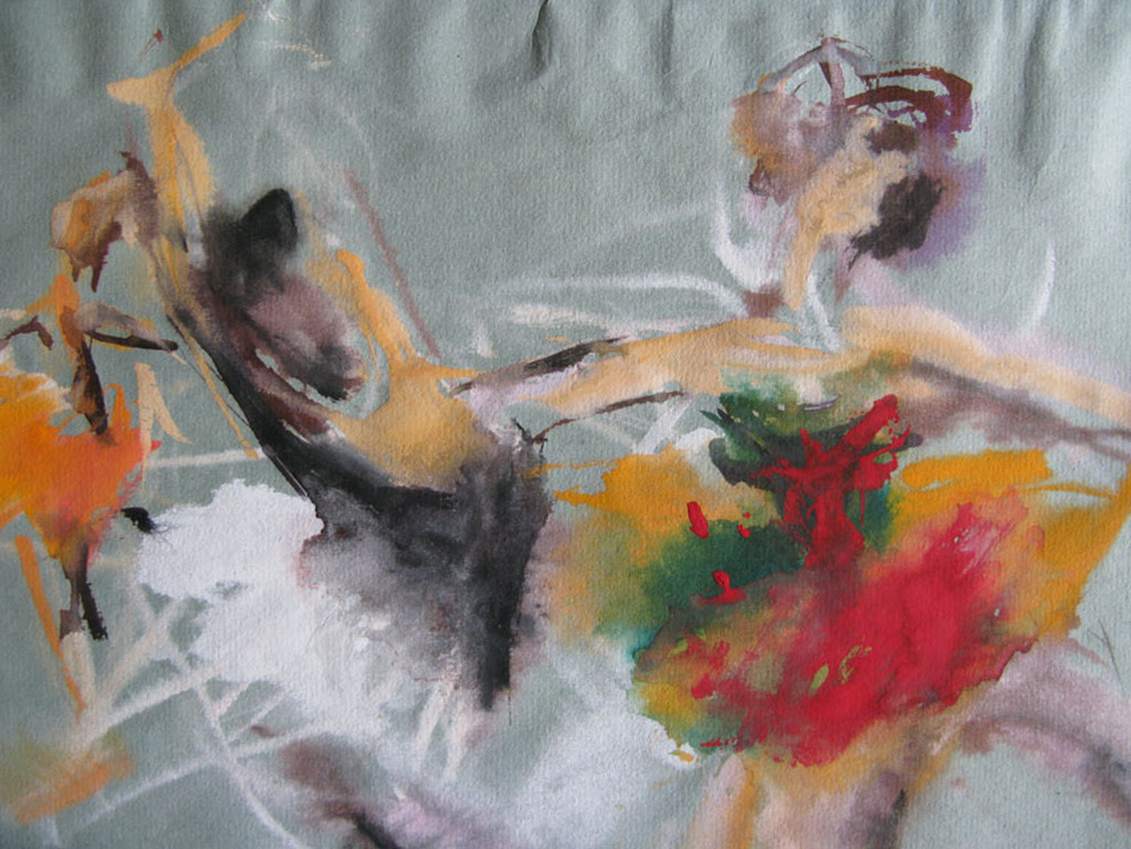 Willy Belinfante - KLEURRIJK BALLET - aquarel kopen? Bied vanaf 1!