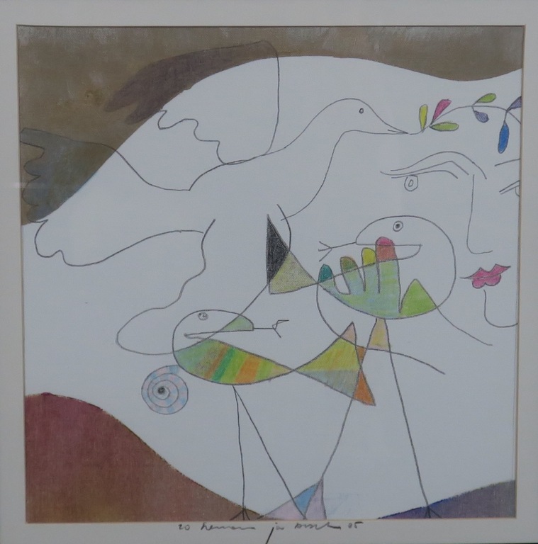 Bertine Bosch - Herman Jan Bosch: Gemengde techniek op doek, Etoile d'amour - Ingelijst kopen? Bied vanaf 1!