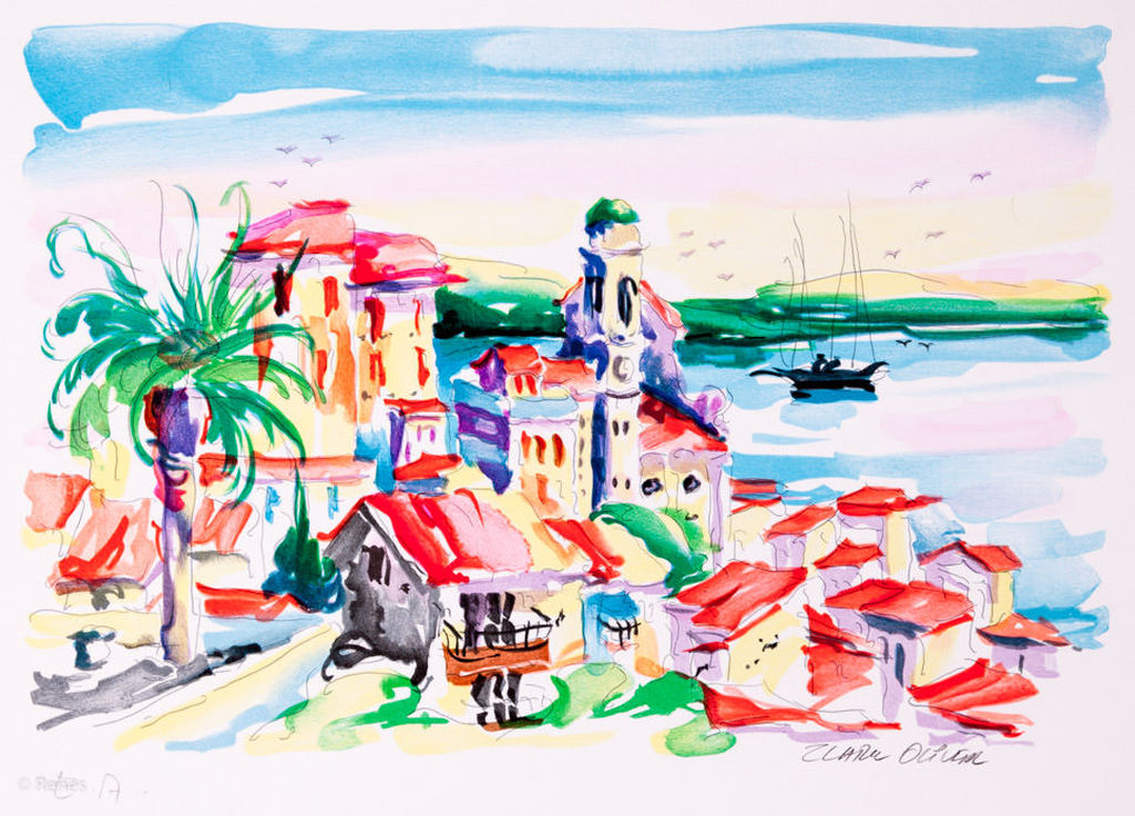 Zladku Oliver 'Villefranche' - kleurenlithografie, handgesigneerd kopen? Bied vanaf 25!
