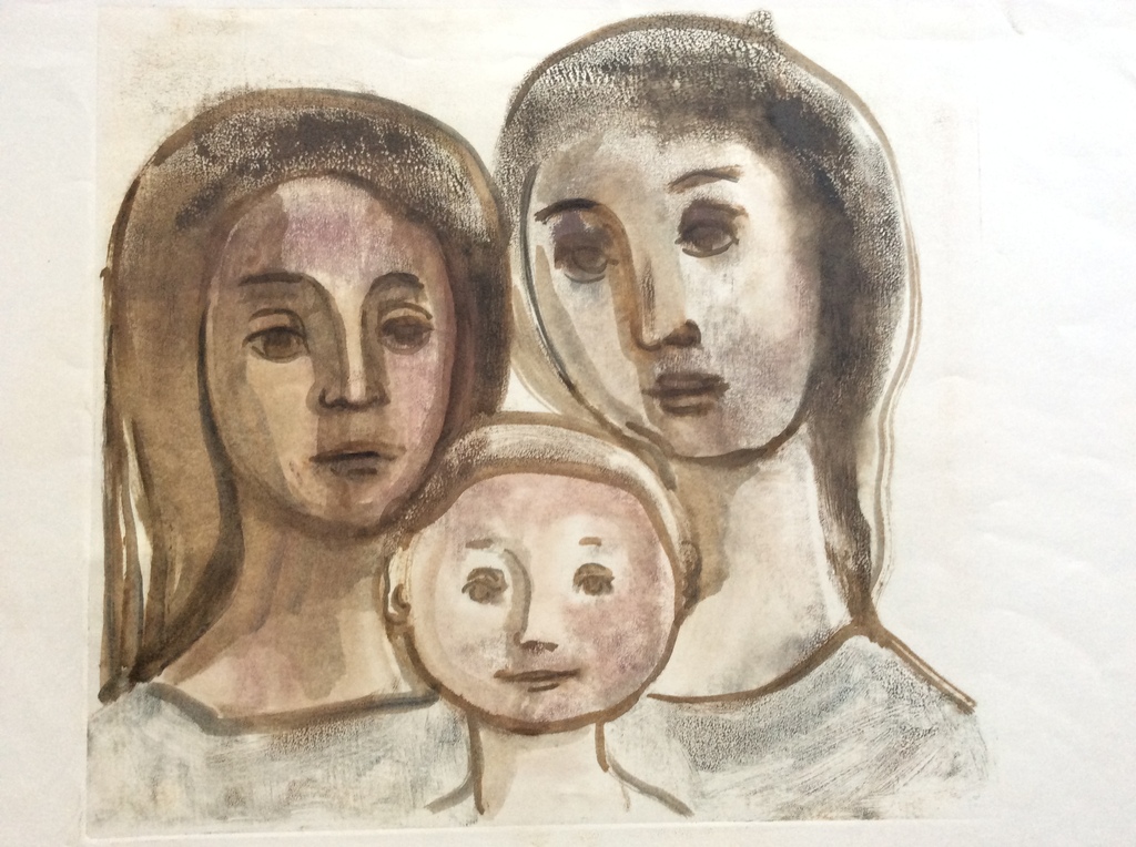 Irene Joffroy - groepsportret - olieverf op papier verkocht voor € 45!