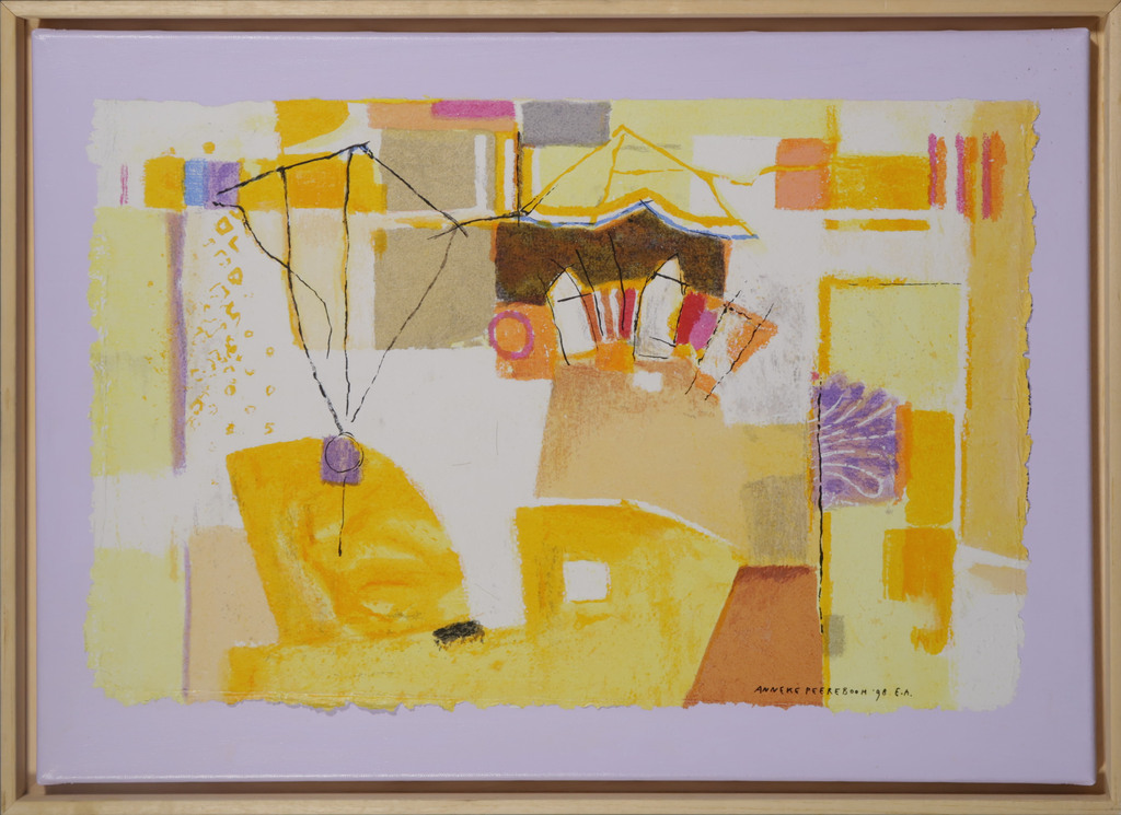 Anneke Peereboom: Zeefdruk op papier op doek, Luce del Giorno VI - Ingelijst verkocht voor € 35!