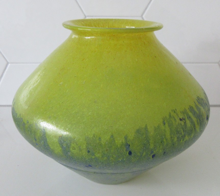 Ongespecificeerd - Geel blauw studio glazen vaas kopen? Bied vanaf 1!