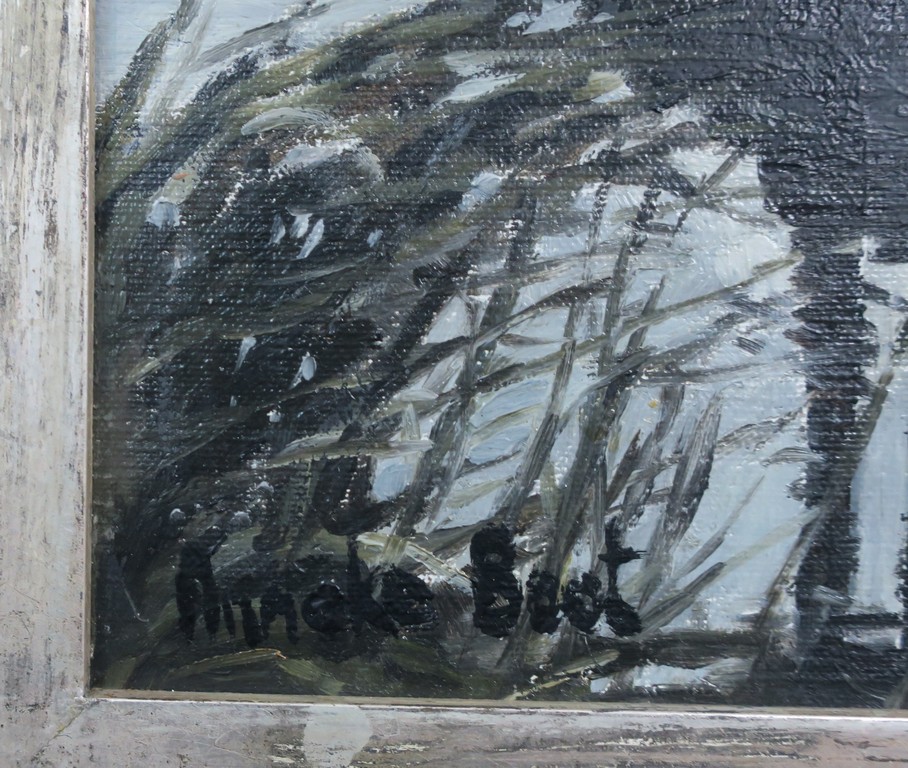 Anneke Boot: Olieverf op doek, Hollands landschap met brug - Ingelijst kopen? Bied vanaf 200!