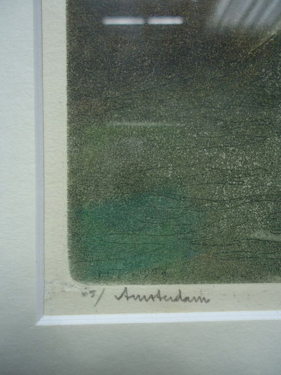 H.E. Roodenburg ( 1895 - 1987 ) - kleurets - Het Huis aan de Drie Grachten.  kopen? Bied vanaf 1!