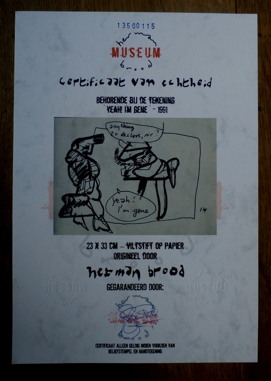 Herman Brood - tekening: Yeah I'm Gene - met certificaat van Herman Brood Museum kopen? Bied vanaf 275!