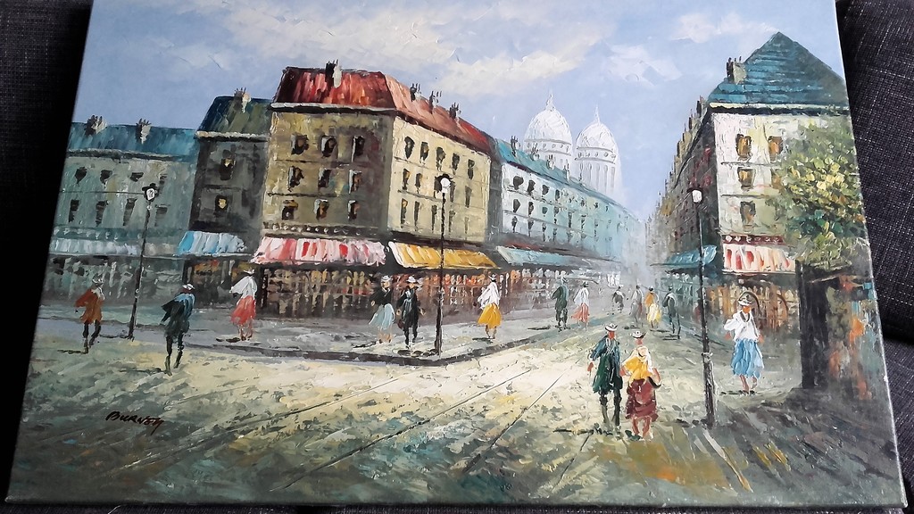 Burnett - Straatscene Parijs - Gesigneerd - 20e eeuw verkocht voor € 75!