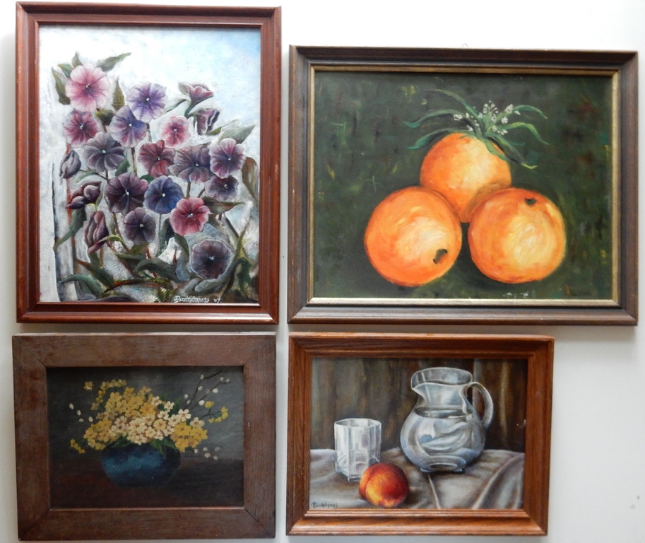 Olieverfschilderijen - 4 stuks stilleven - waaronder Brekelmans kopen? Bied vanaf 1!