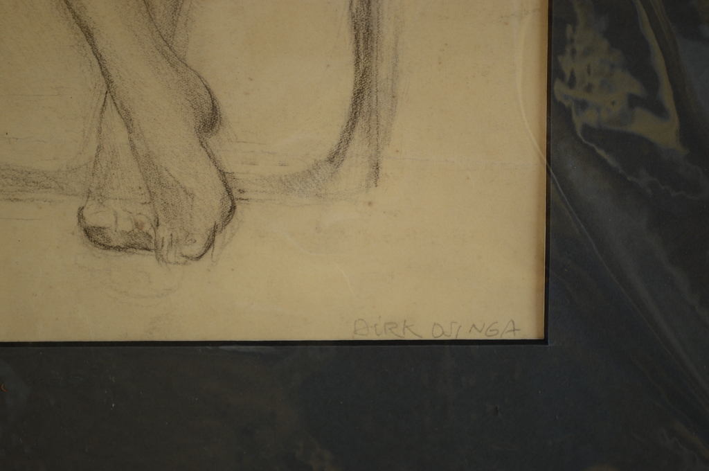 Dirk Osinga, staand naakt - tekening 43x25 z.j.  kopen? Bied vanaf 100!