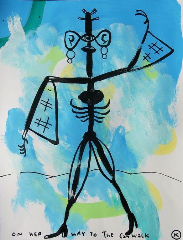 KAMAGURKA groot schilderij op papier, On her way to the catwalk, 65 x 50 cm kopen? Bied vanaf 350!