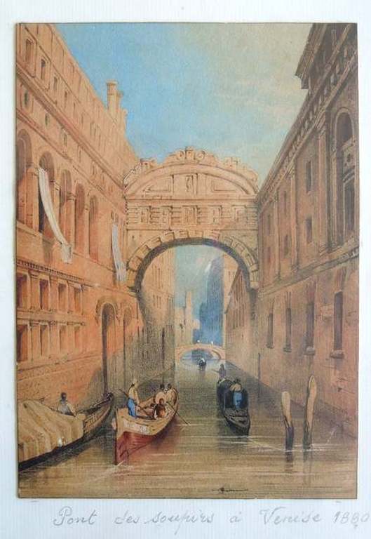 "PONT DES SOUPIRS À VENICE" - ORIGINAL-FARBLITHOGRAPHIE VON 1880 - MIT RAHMEN kopen? Bied vanaf 10!