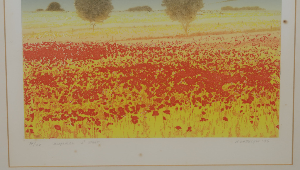 Henk Kastelijn: Zeefdruk, Klaprozen - Ingelijst kopen? Bied vanaf 1!